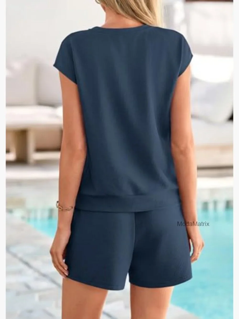 Waffle Knit Cap Sleeve Short Set Lounge Matching Vacation Outfit